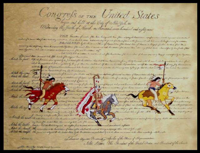 The first ten amendments to the Constitution of the U.S., guaranteed certain rights to the people, as freedom of speech, assembly, and worship. This "Bill Of Rights" did not apply to the "First Americans", (Indians), for 150 years, until the 20th Century, when they were given U.S. Citizenship.